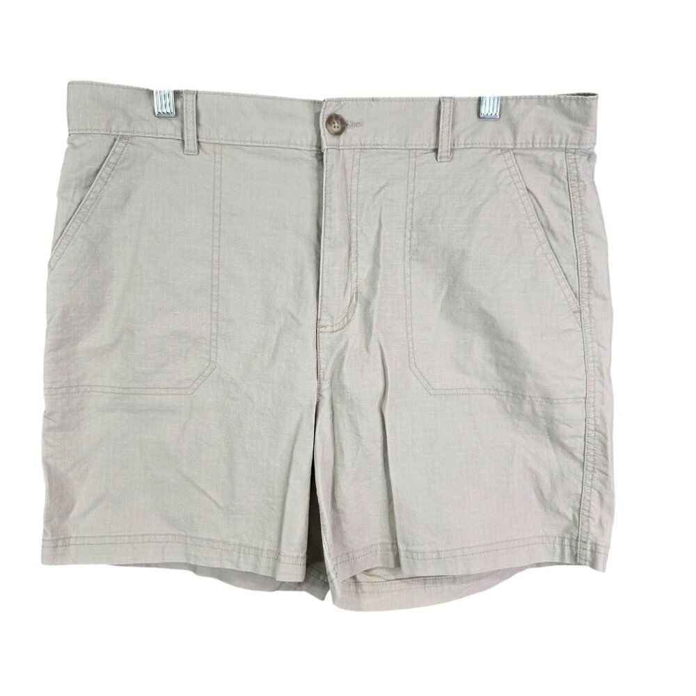Womens Eddie Bauer Beige Chino Shorts Cotton Blend 6" Inseam Stretch Size T12